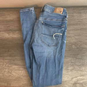 American Eagle Outfitters Super Stretch Jegging Womens 2 Blue Denim Med Rise